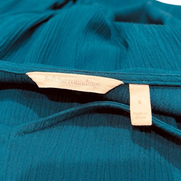 SOFT SURROUNDINGS Blue Mirabella V Neck Tunic Midi Long Sleeve Dress S - Picture 3 of 7